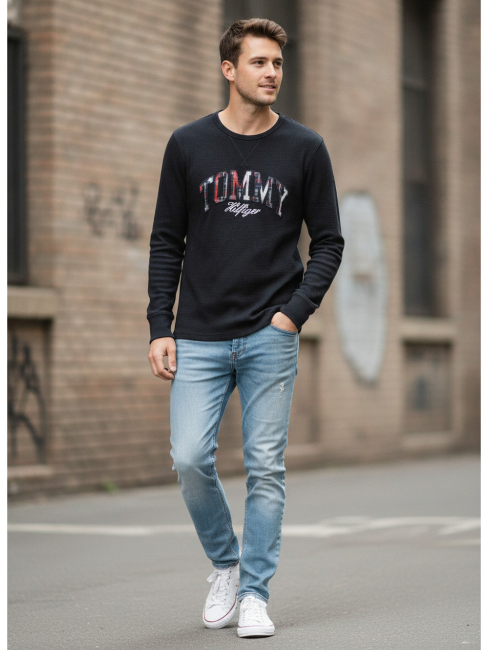 Tommy Hilfiger Men's Black Long Sleeve Thermal Shirt Size S